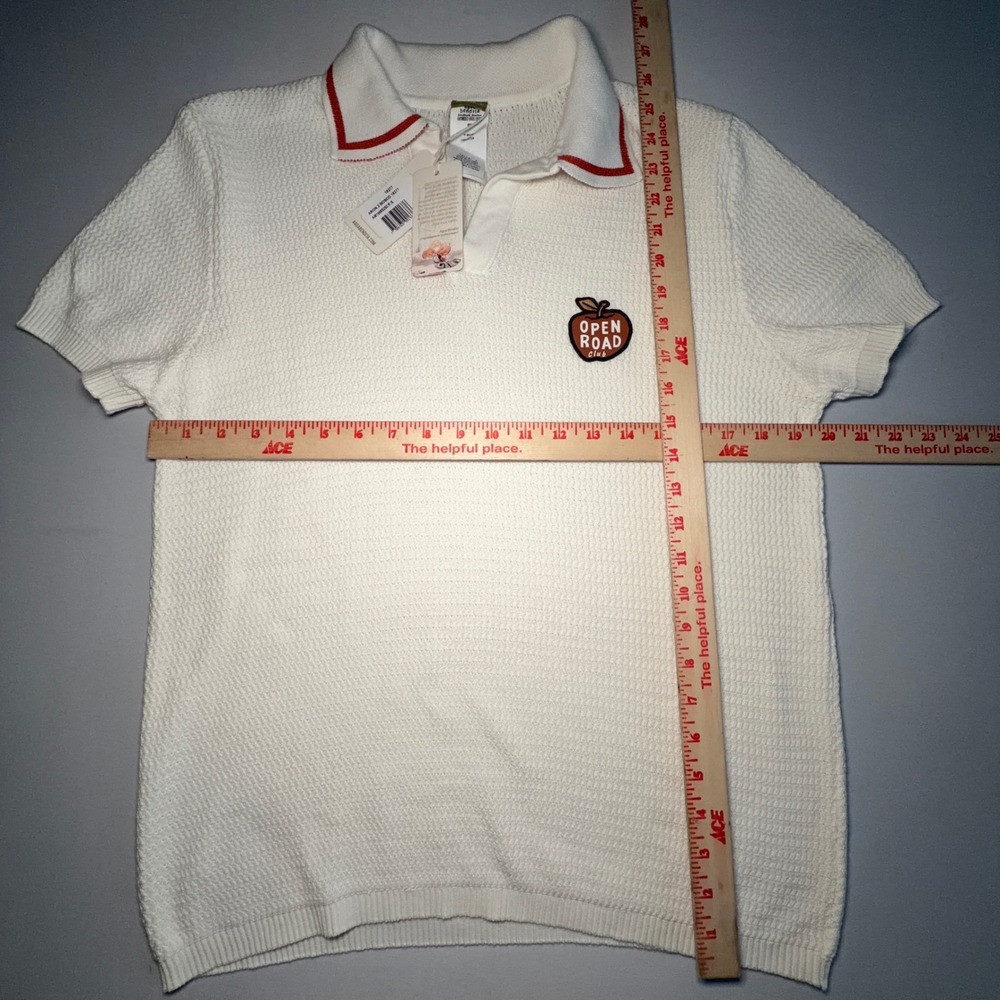 Agua Bendita Polo Shirt Men S White Cotton Knit Miami Hand Made Tulum luxury NWT - Picture 10 of 13